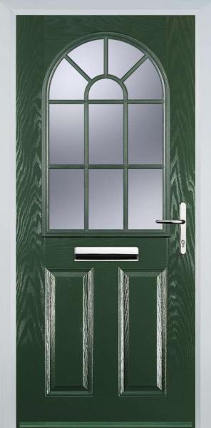 Green 2 Panel Sunburst Composite Front Door