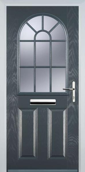 Grey 2 Panel Sunburst Composite Front Door