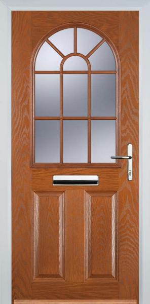 Oak 2 Panel Sunburst Composite Front Door