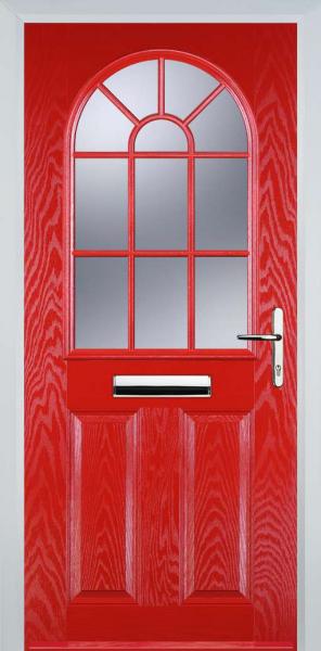 Poppy Red 2 Panel Sunburst Composite Front Door