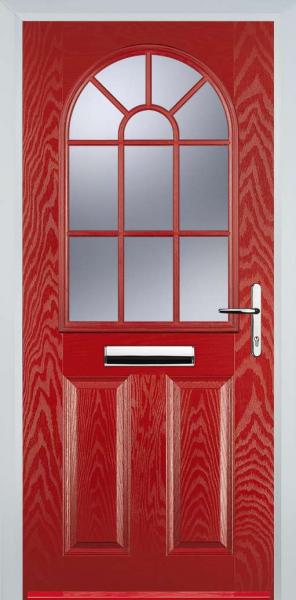 Red 2 Panel Sunburst Composite Front Door