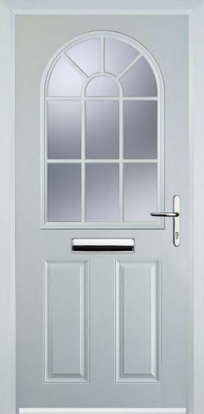 White 2 Panel Sunburst Composite Front Door