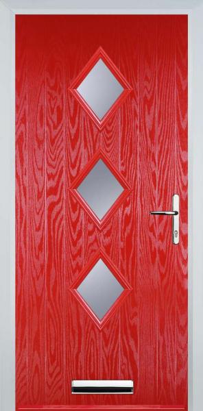 Poppy Red 3 Diamond Composite Front Door