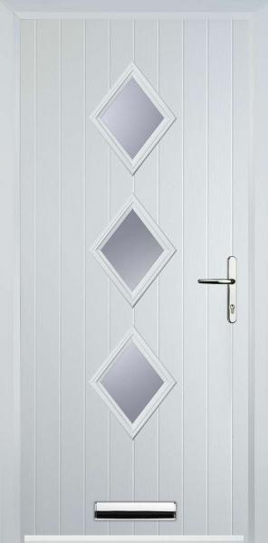 White 3 Diamond Composite Front Door