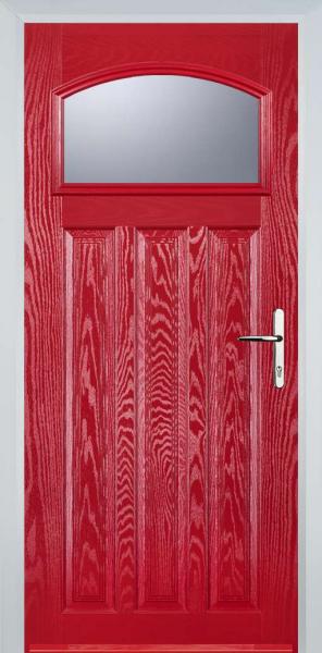 Poppy Red 3 Panel 1 Square Composite Front Doors Composite Front Door