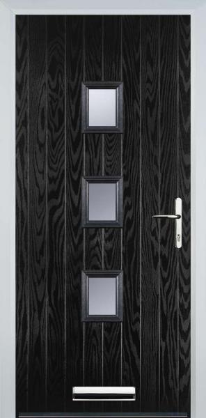 Black 3 Square Composite Front Door