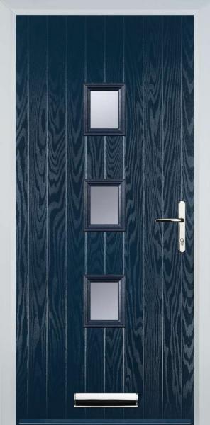 Blue 3 Square Composite Front Door