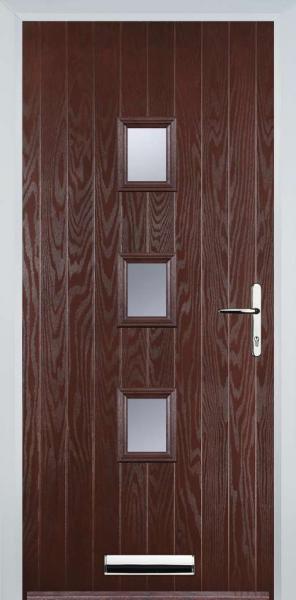 Dark Wood 3 Square Composite Front Door