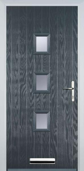 Grey 3 Square Composite Front Door