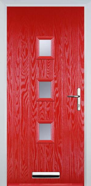 Poppy Red 3 Square Composite Front Door