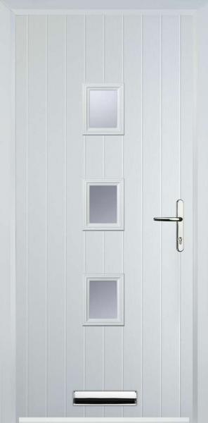 White 3 Square Composite Front Door