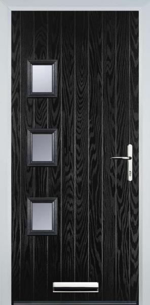 Black 3 Square Left Composite Front Door