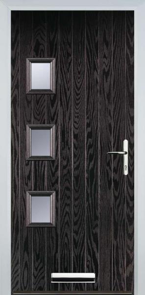 Black Brown 3 Square Left Composite Front Door