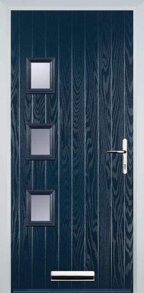 Blue 3 Square Left Composite Front Door