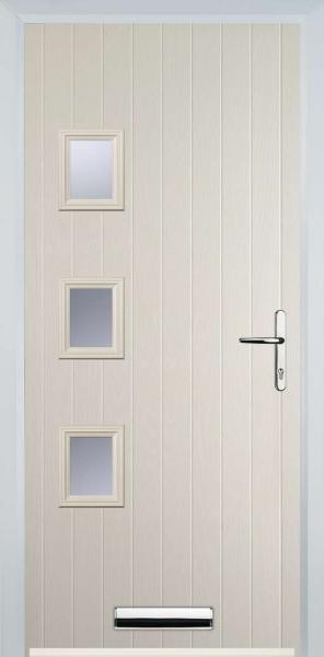 Cream 3 Square Left Composite Front Door