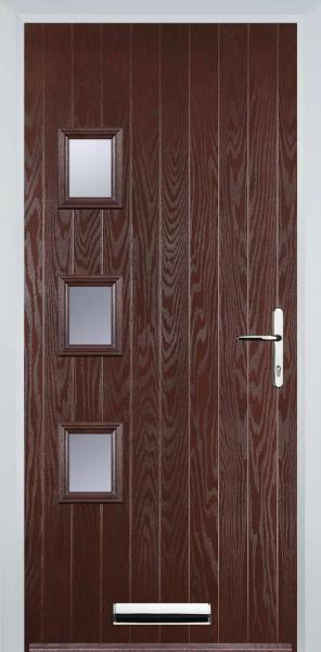 Dark Wood 3 Square Left Composite Front Door