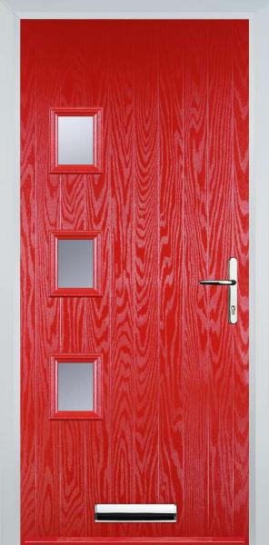 Poppy Red 3 Square Left Composite Front Door