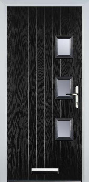 Black 3 Square Right Composite Front Door