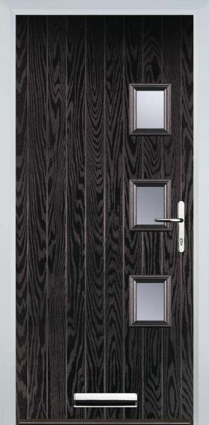 Black Brown 3 Square Right Composite Front Door