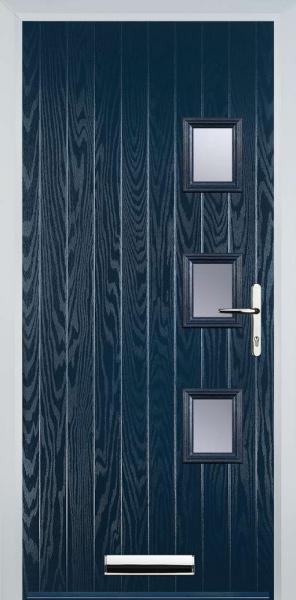 Blue 3 Square Right Composite Front Door