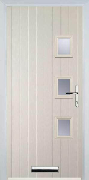 Cream 3 Square Right Composite Front Door