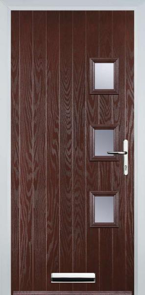 Dark Wood 3 Square Right Composite Front Door