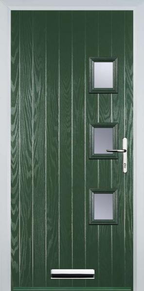 Green 3 Square Right Composite Front Door