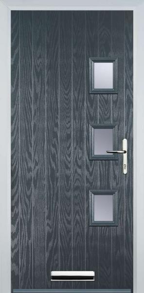 Grey 3 Square Right Composite Front Door