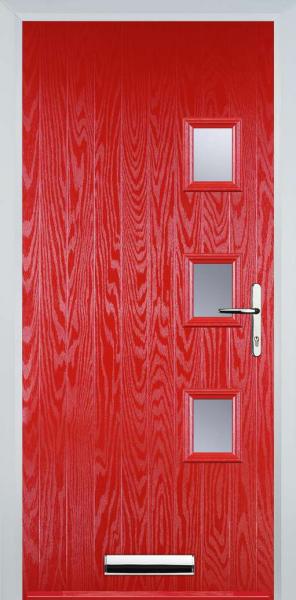 Poppy Red 3 Square Right Composite Front Door