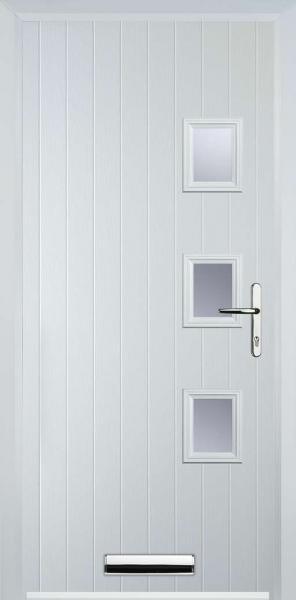 White 3 Square Right Composite Front Door