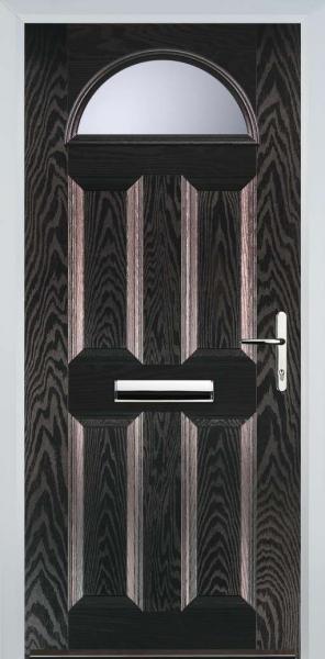 Black Brown 4 Panel 1 Arch Composite Front Door