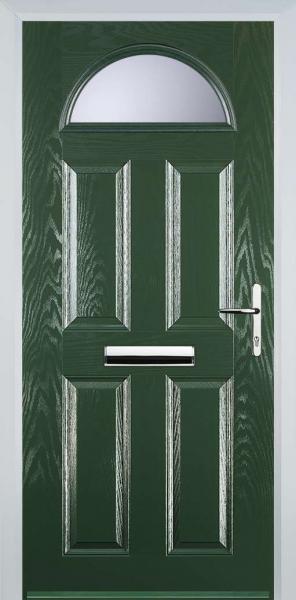 Green 4 Panel 1 Arch Composite Front Door