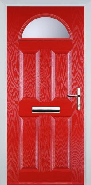 Poppy Red 4 Panel 1 Arch Composite Front Door