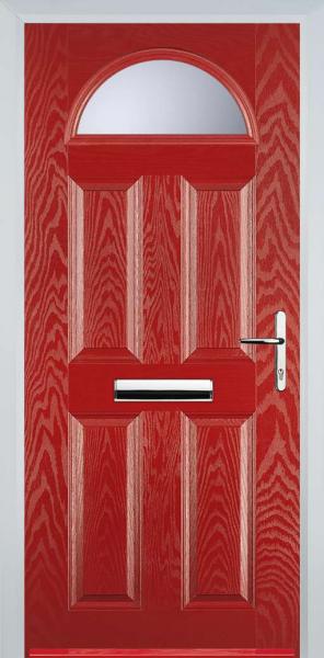 Red 4 Panel 1 Arch Composite Front Door