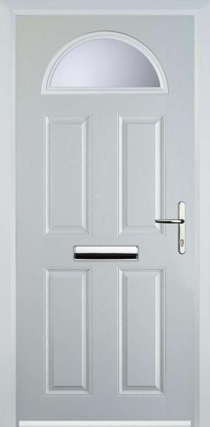 White 4 Panel 1 Arch Composite Front Door