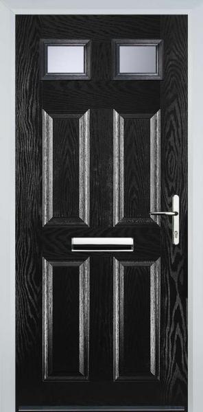 Black 4 Panel 2 Square Composite Front Door