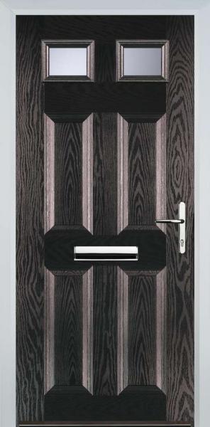 Black Brown 4 Panel 2 Square Composite Front Door