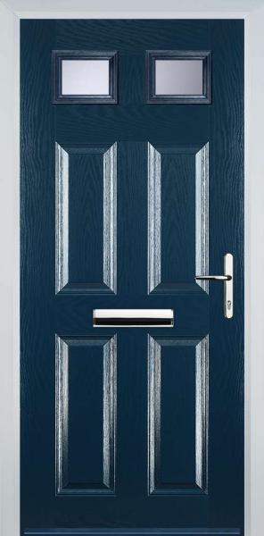 Blue 4 Panel 2 Square Composite Front Door