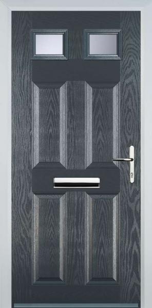 Grey 4 Panel 2 Square Composite Front Door