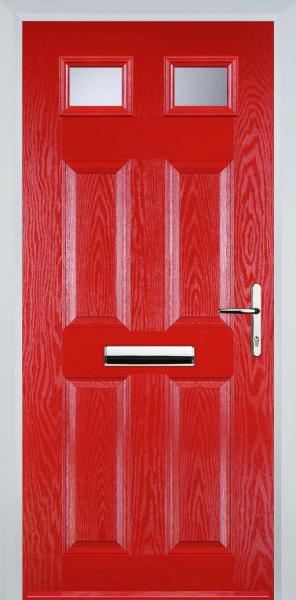 Poppy Red 4 Panel 2 Square Composite Front Door