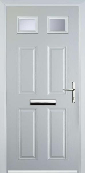 White 4 Panel 2 Square Composite Front Door