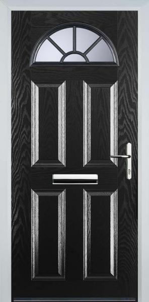 Black 4 Panel Sunburst Composite Front Door