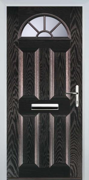 Black Brown 4 Panel Sunburst Composite Front Door