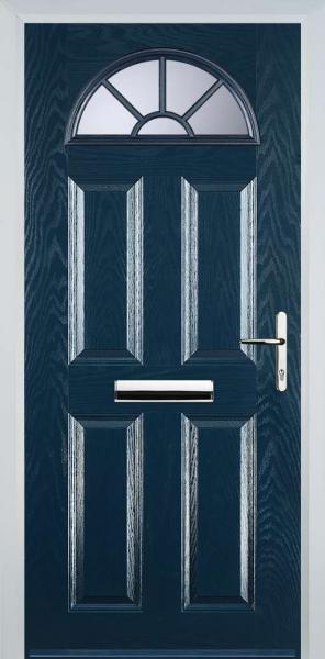 Blue 4 Panel Sunburst Composite Front Door