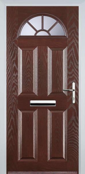 Dark Wood 4 Panel Sunburst Composite Front Door