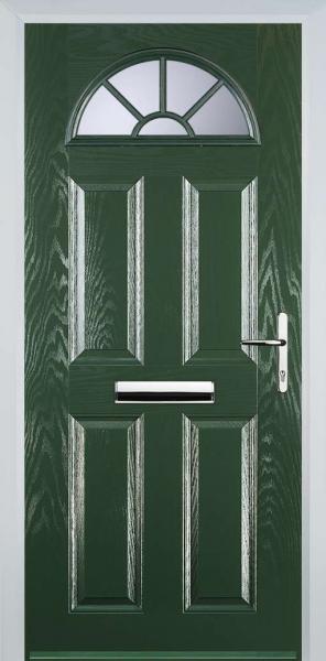 Green 4 Panel Sunburst Composite Front Door