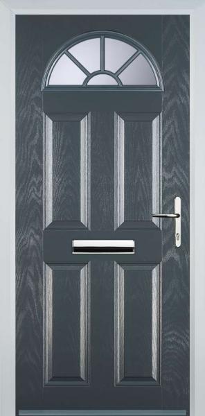 Grey 4 Panel Sunburst Composite Front Door