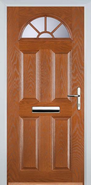 Oak 4 Panel Sunburst Composite Front Door