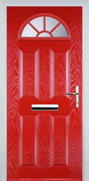 Poppy Red 4 Panel Sunburst Composite Front Door