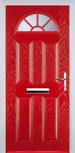 Red 4 Panel Sunburst Composite Front Door